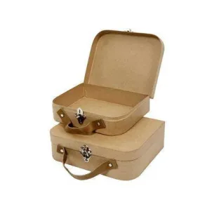2 Sizes Nesting Luggage Suitcases Shape Boxes Craft Storage Paper Mache