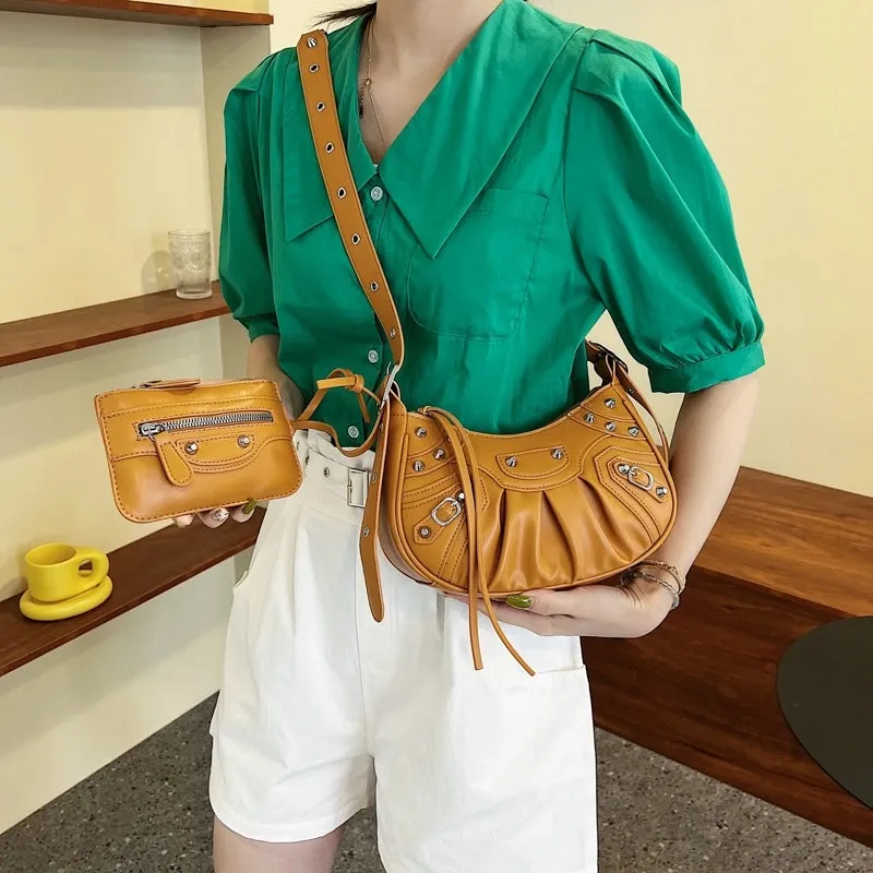 2022 Summer New Style Two-in-one Solid Color Shoulder Messenger Bag