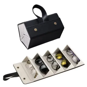5 Slots Foldable Eyeglasses Holder Case Travel Glasses Organizer Hanging Eyeglass Holder Black