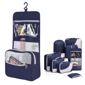 8Pcs Set Travel Packing Cubes Compression Storage Bags for Suitcases Navy