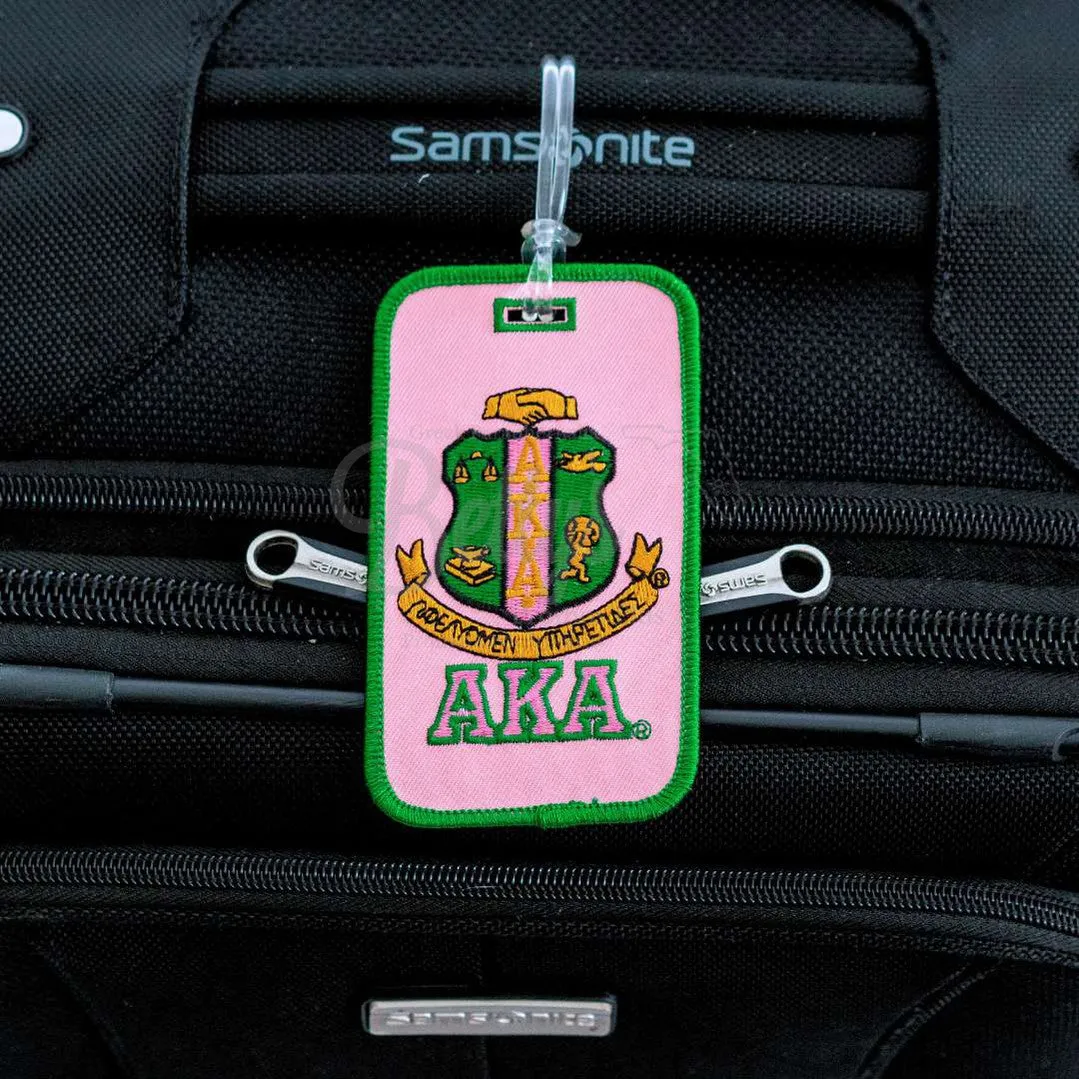 Alpha Kappa Alpha AKA Shield Embroidered Luggage Tag