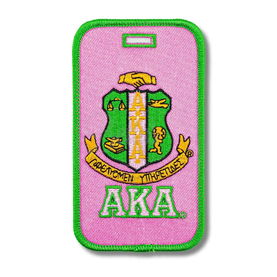 Alpha Kappa Alpha AKA Shield Embroidered Luggage Tag