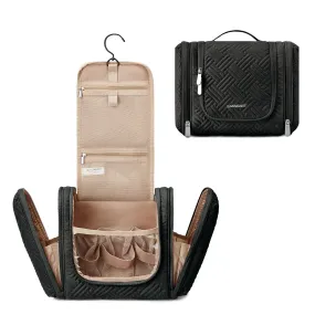 BAGSMART Large Toiletry Bag for Men, Travel Cosmetic Makeup Bag with Hanging Hook, Water-resistant Dopp kit Shaving Bag for Full Sized Container, Toiletries, Shampoo, Black-Large