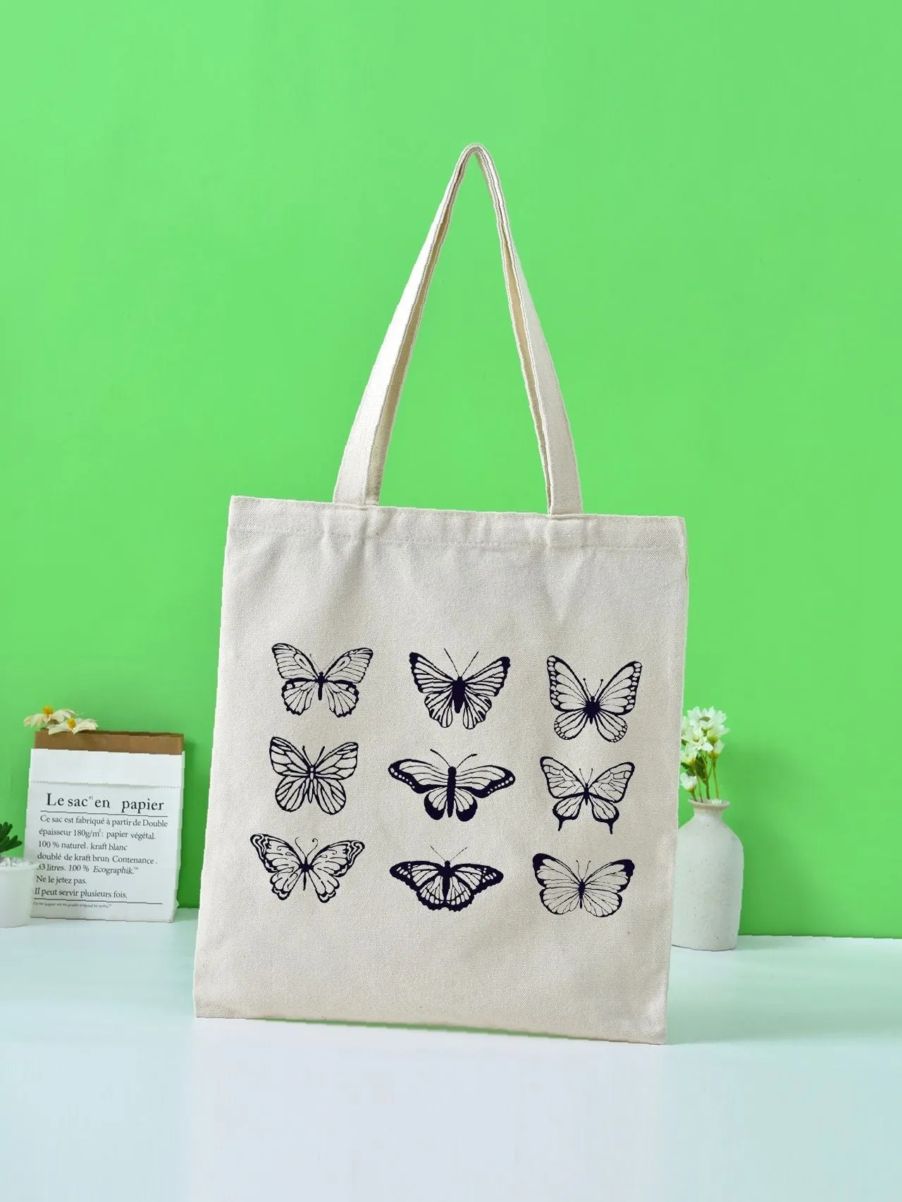 binfenxie - Butterfly Pattern Shopper Bags  - Women Tote Bags