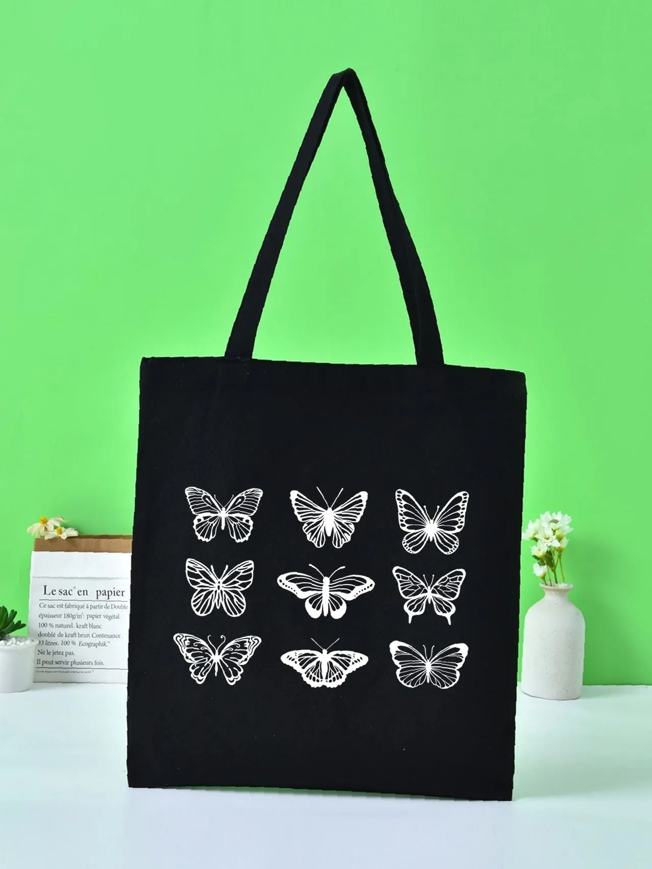 binfenxie - Butterfly Pattern Shopper Bags  - Women Tote Bags