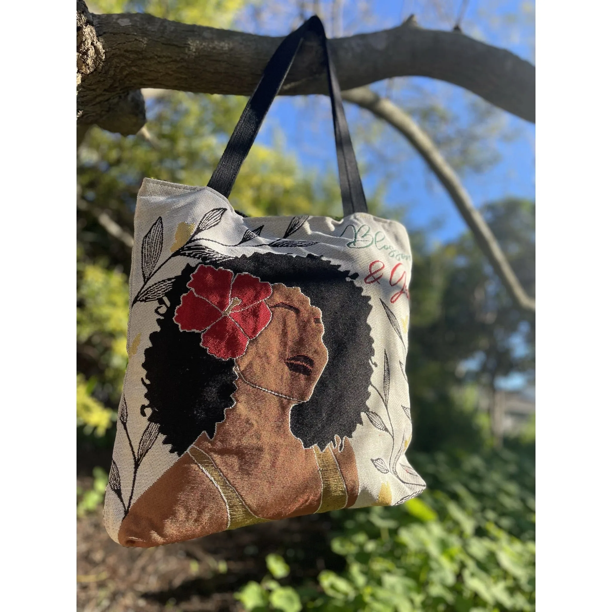 Blossom and Grow Woven Tote Bag