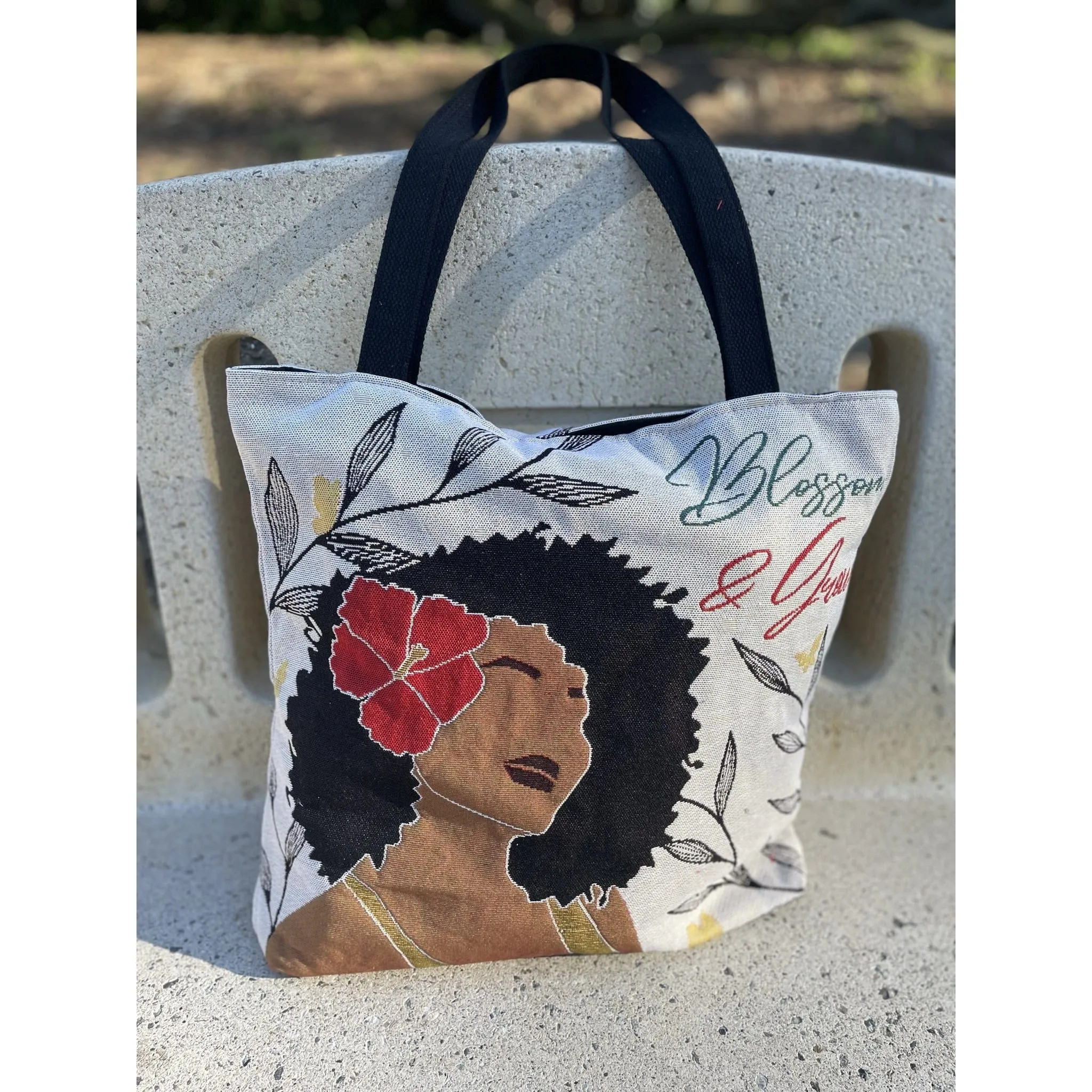 Blossom and Grow Woven Tote Bag