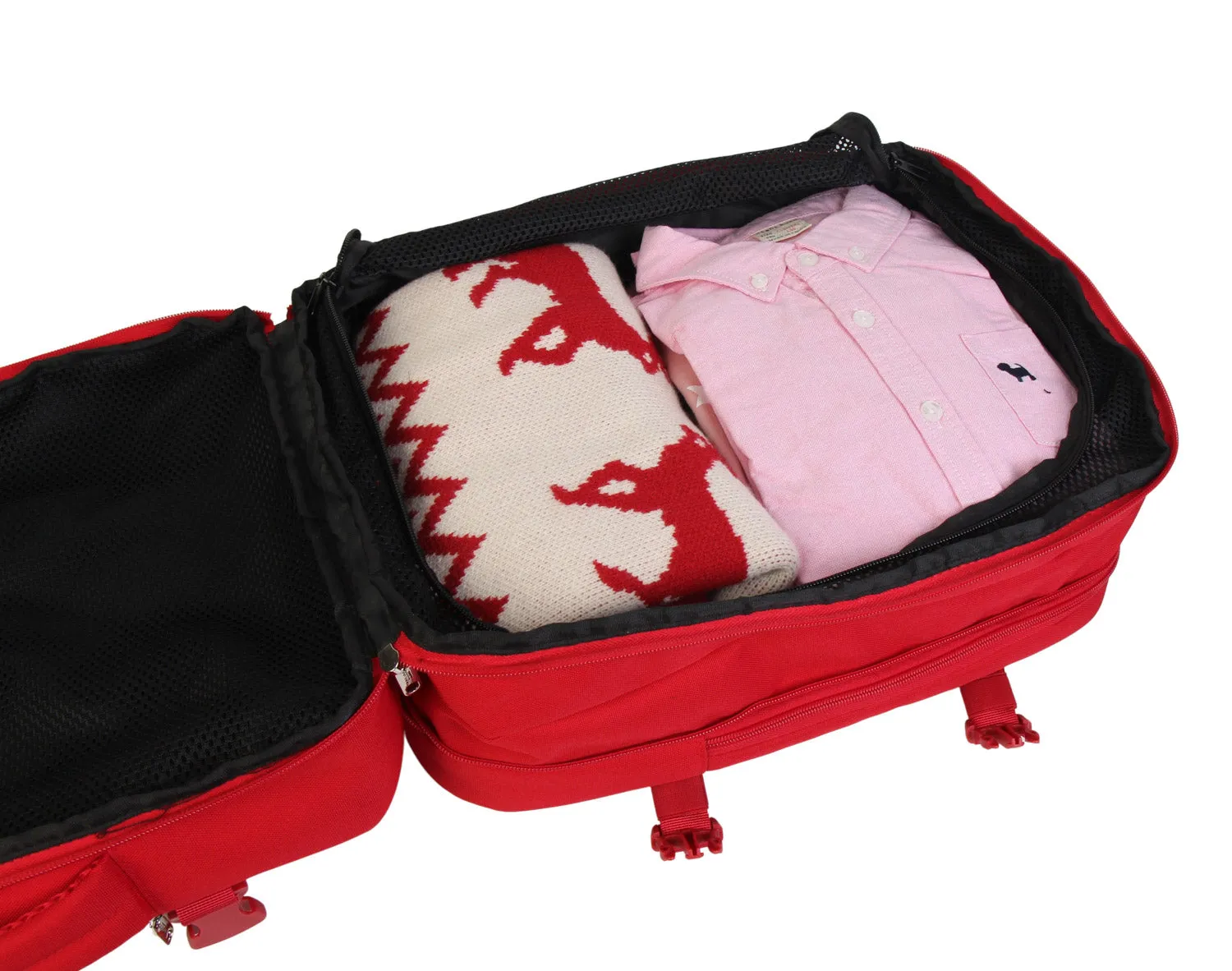 BONTOUR FlexiGo Backpack for Wizzair 40x30x20cm, Expandable Carry-On hand luggage in Red color