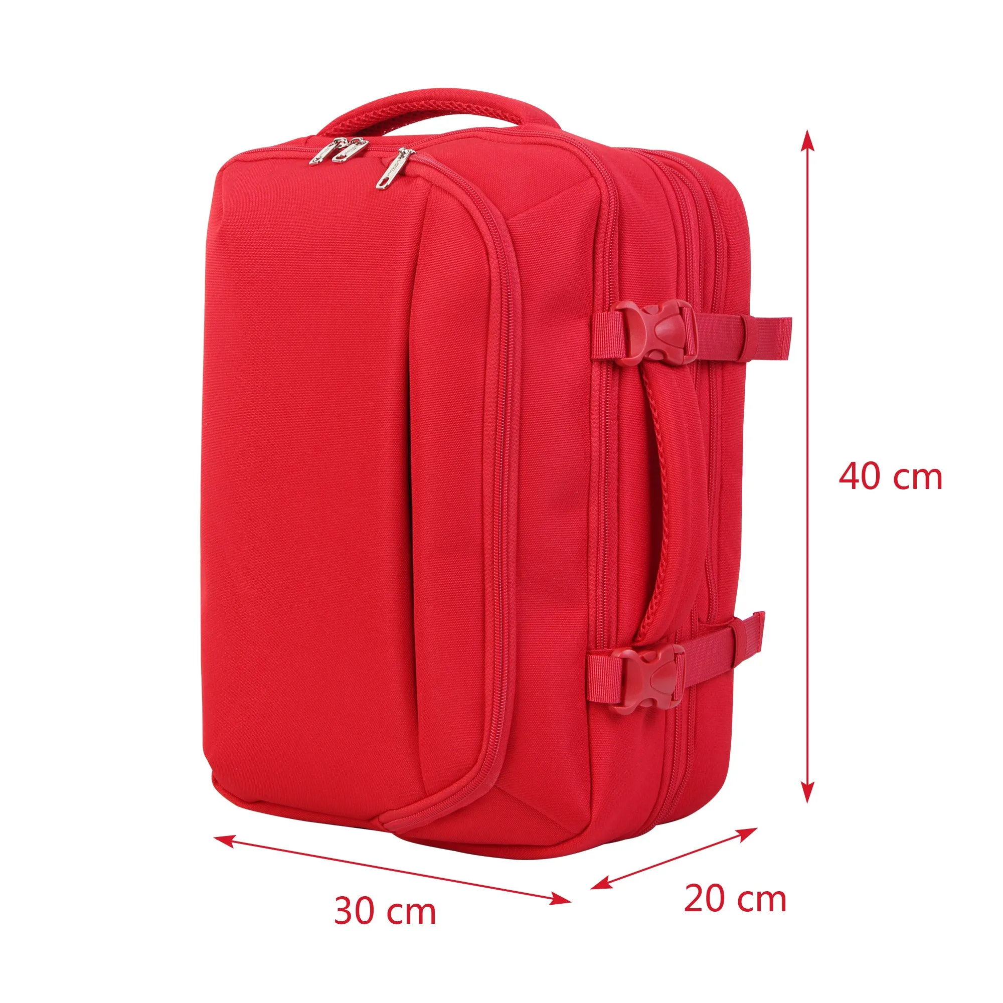 BONTOUR FlexiGo Backpack for Wizzair 40x30x20cm, Expandable Carry-On hand luggage in Red color