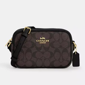 Coach Outlet Mini Jamie Camera In Signature Canvas Bag, Dark Brown