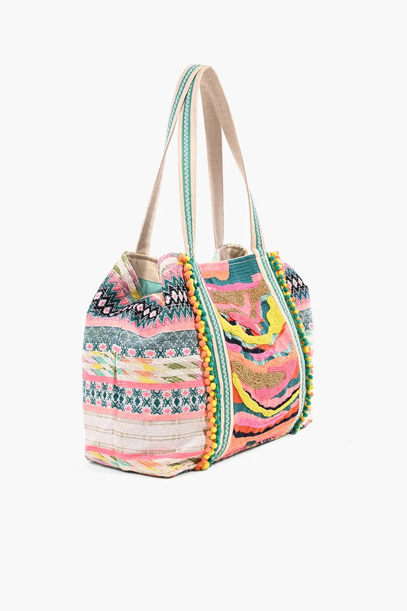 Daphne Embellished Multi-colored Hand Beaded Tote