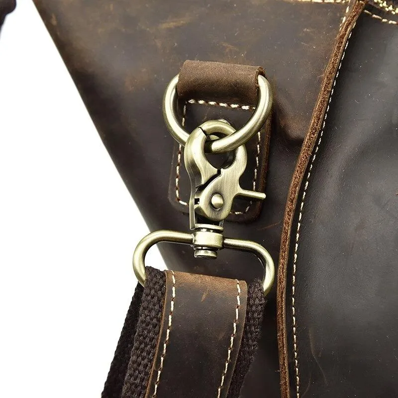 Dark Brown Crazy Horse Leather Duffel Bag