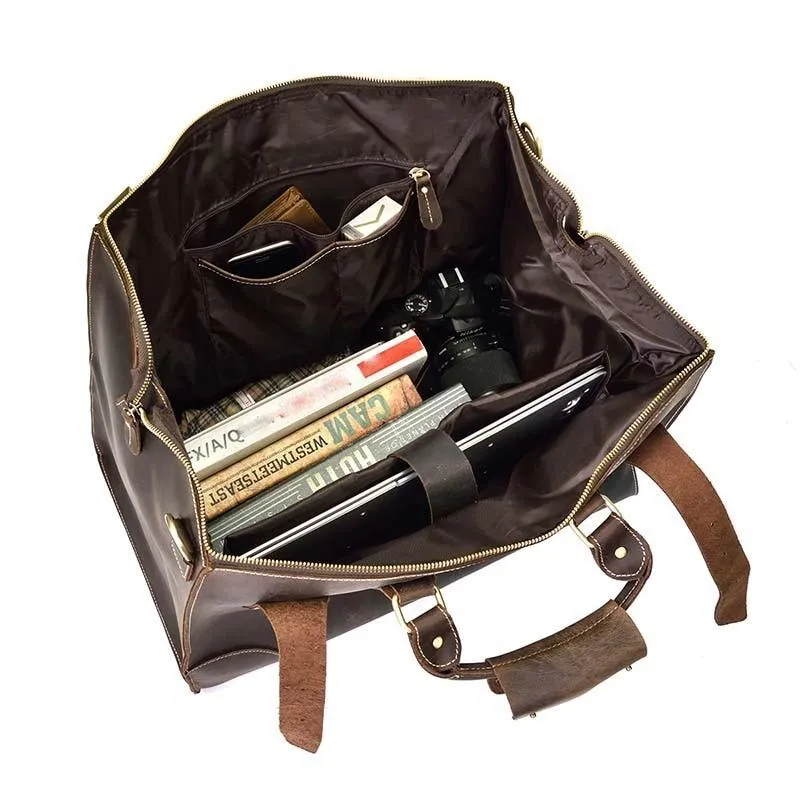 Dark Brown Crazy Horse Leather Duffel Bag