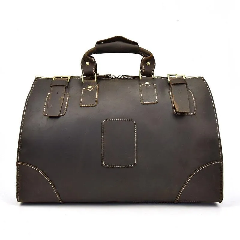 Dark Brown Crazy Horse Leather Duffel Bag