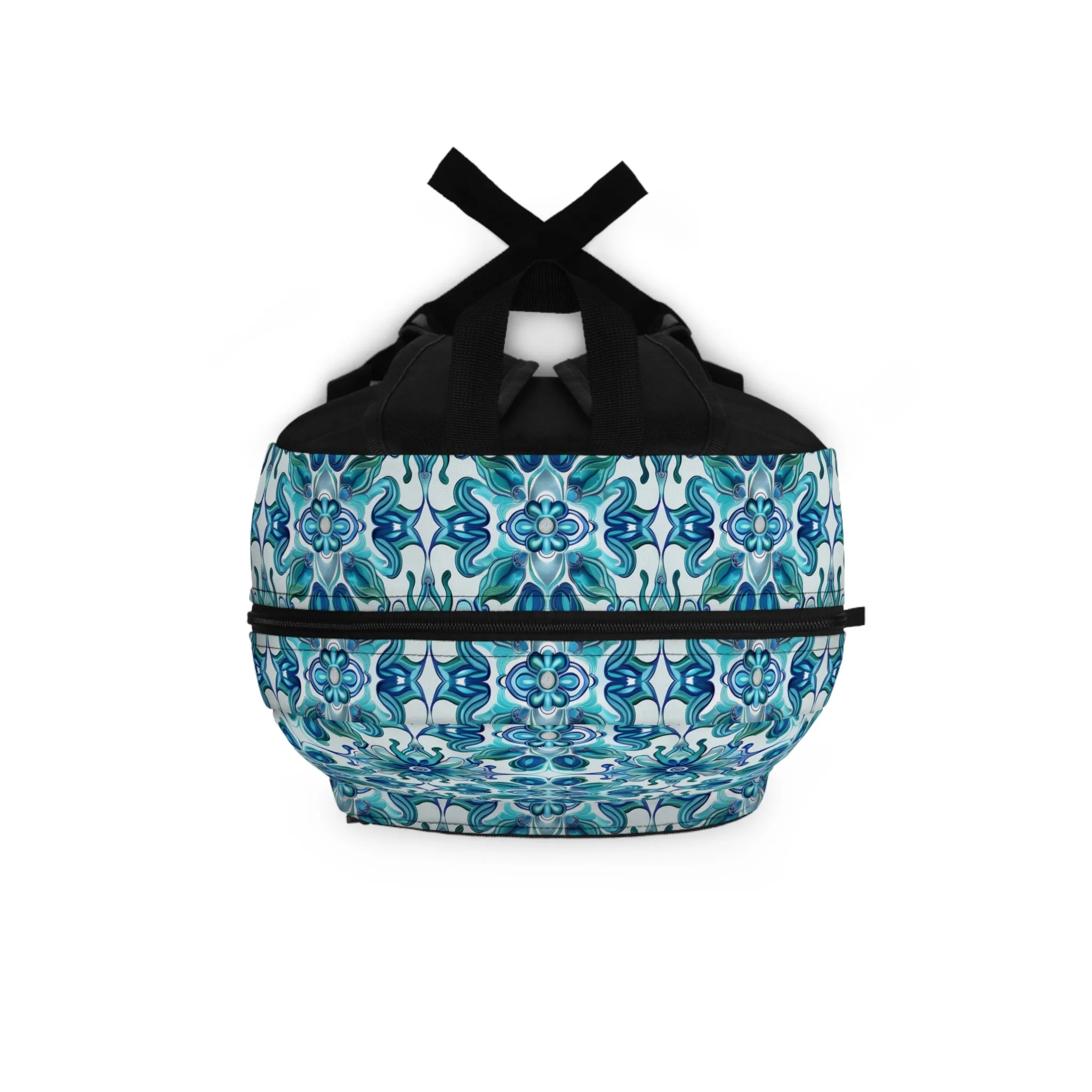 Exquisite Blue Lotus Elegance Floral Mosaic Design Lightweight Stylish Durable Backpack (Made in USA)