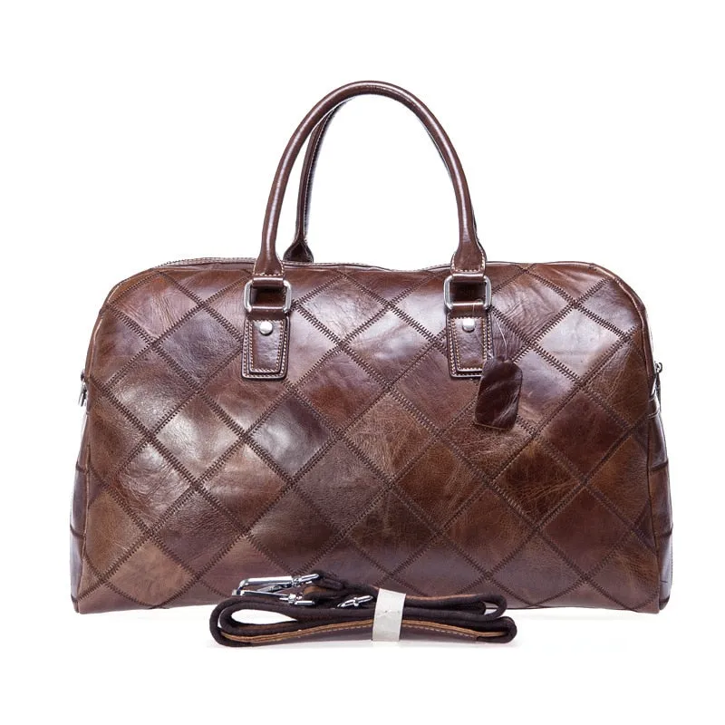 Genuine Leather Travel Duffel Bag Men Packing Cubes Travel Luggage Organizer Large Capacity Leather