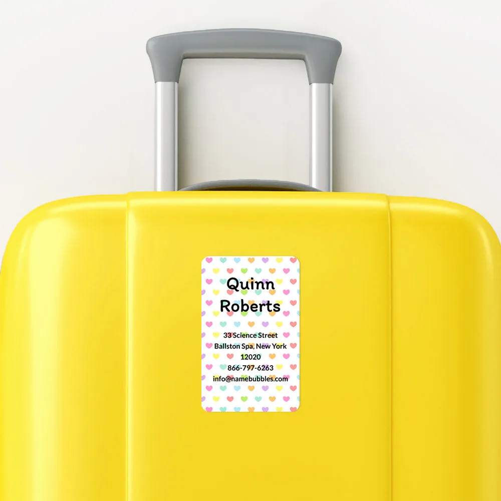 Hearts Luggage Tag Labels