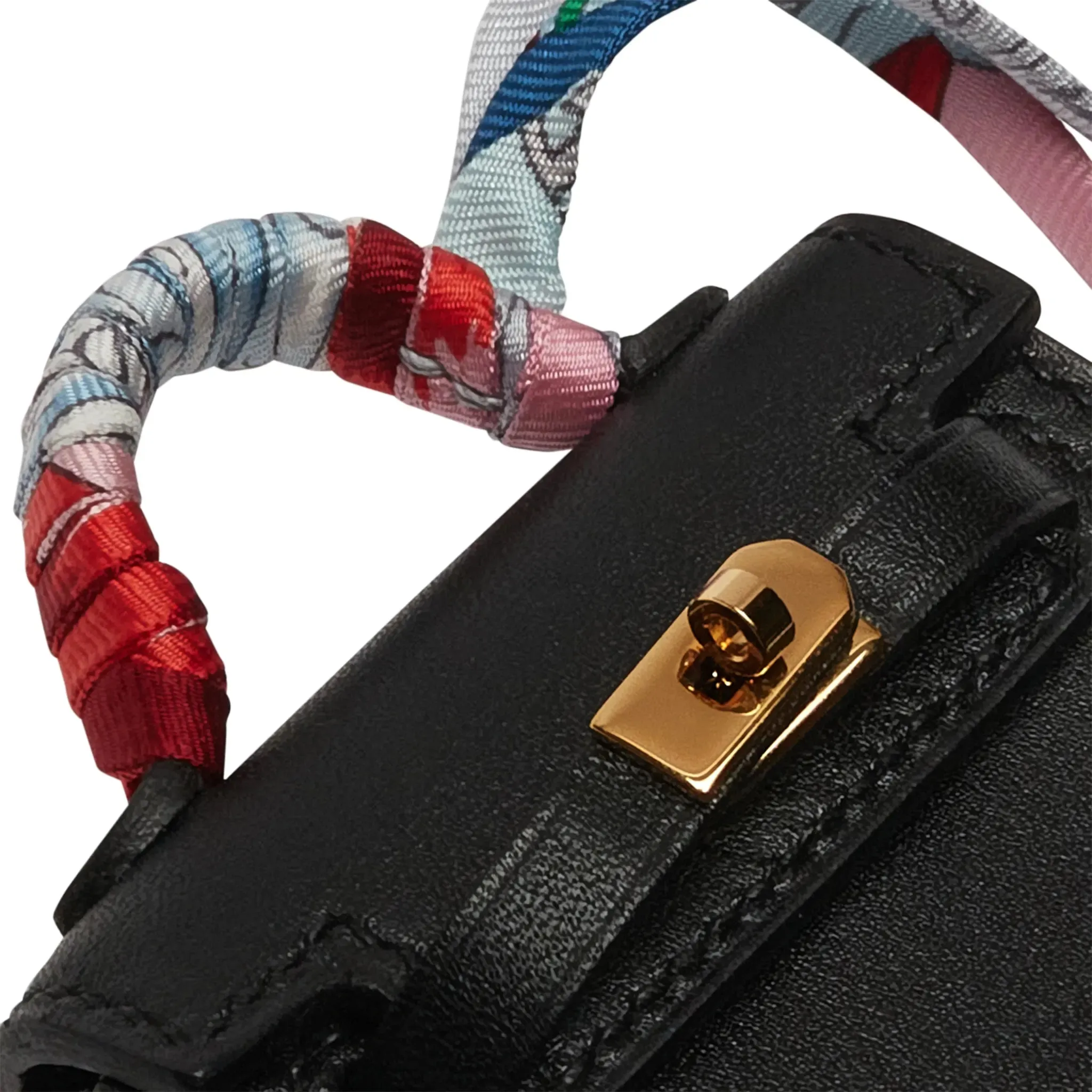 Hermès Micro Kelly Twilly Black Leather Bag Charm Gold Hardware