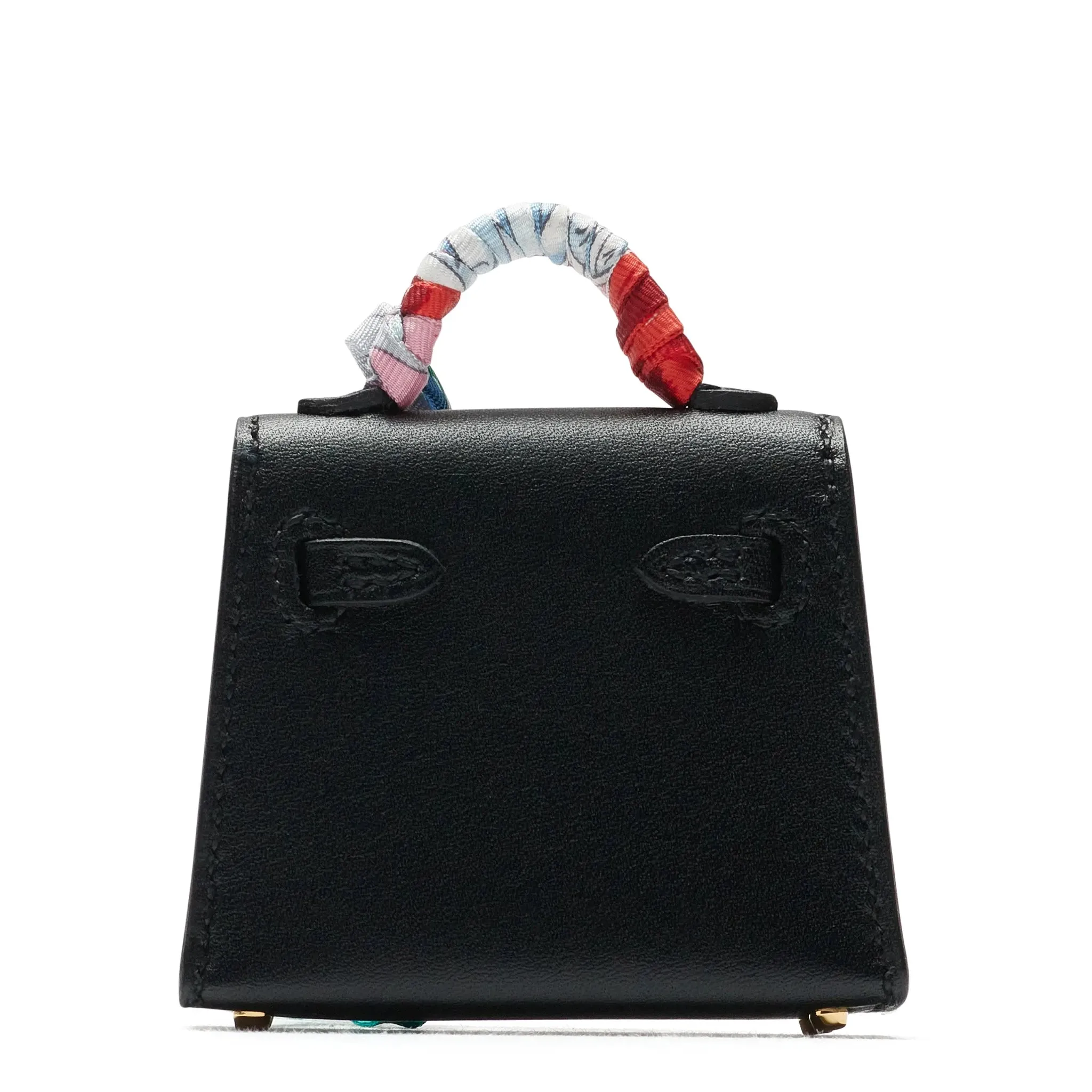 Hermès Micro Kelly Twilly Black Leather Bag Charm Gold Hardware