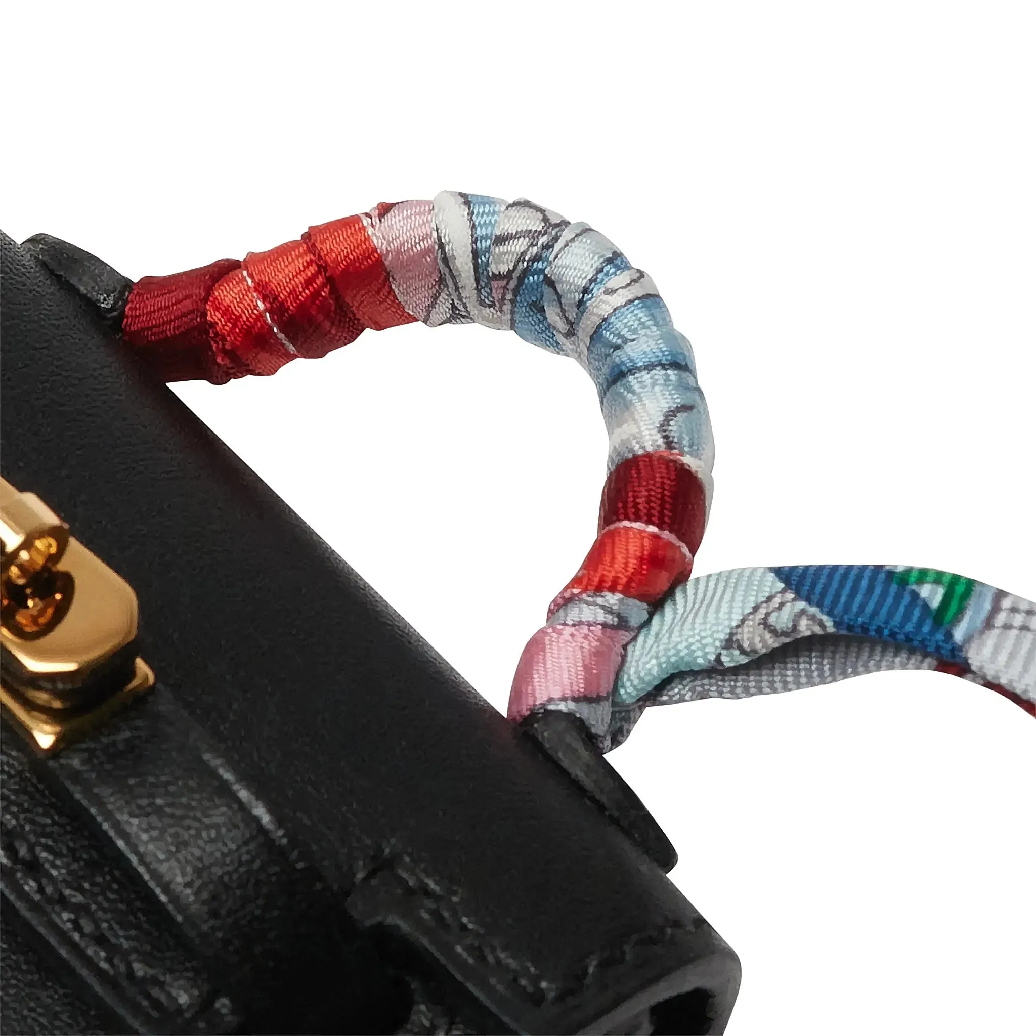 Hermès Micro Kelly Twilly Black Leather Bag Charm Gold Hardware