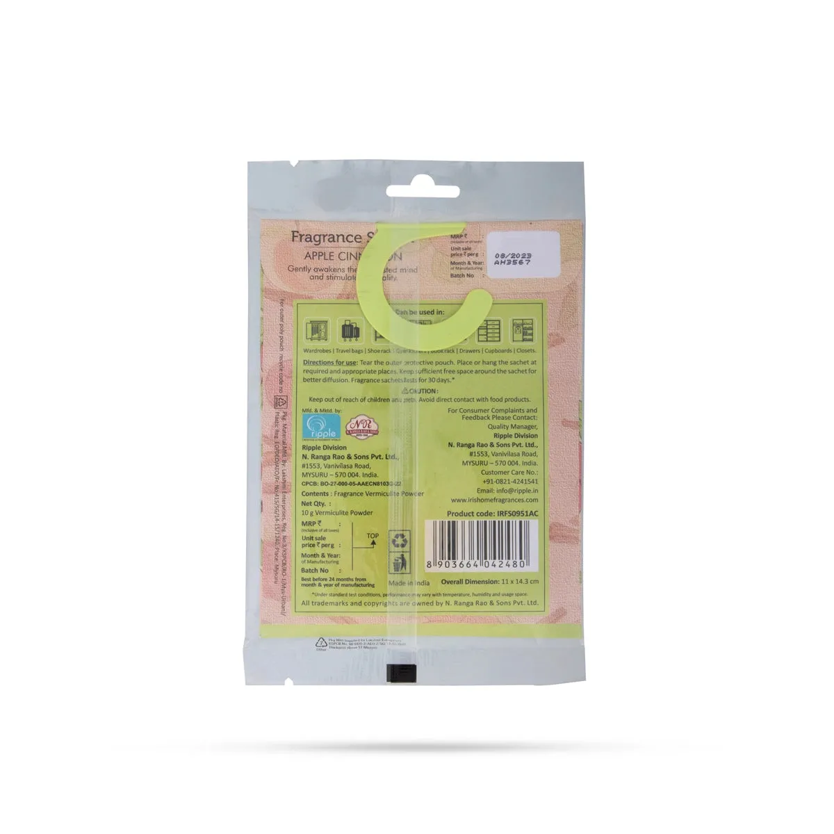 Iris Apple Cinnamon Fragrance Sachet | Uplifting, Stimulating/ Iris Home Fragrances
