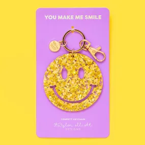 Keychain - Smiley - Gold Confetti