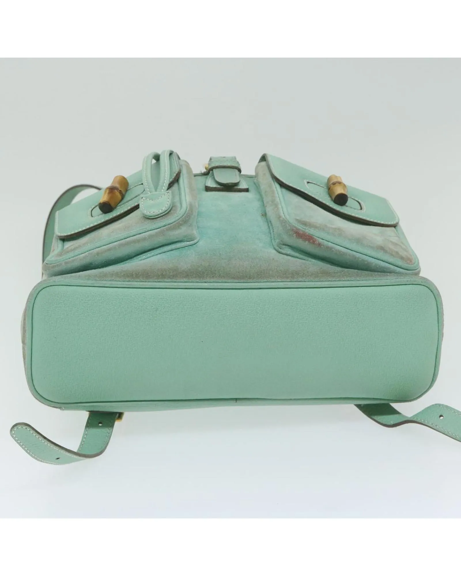Light Blue Suede Bamboo Backpack - Italian Made