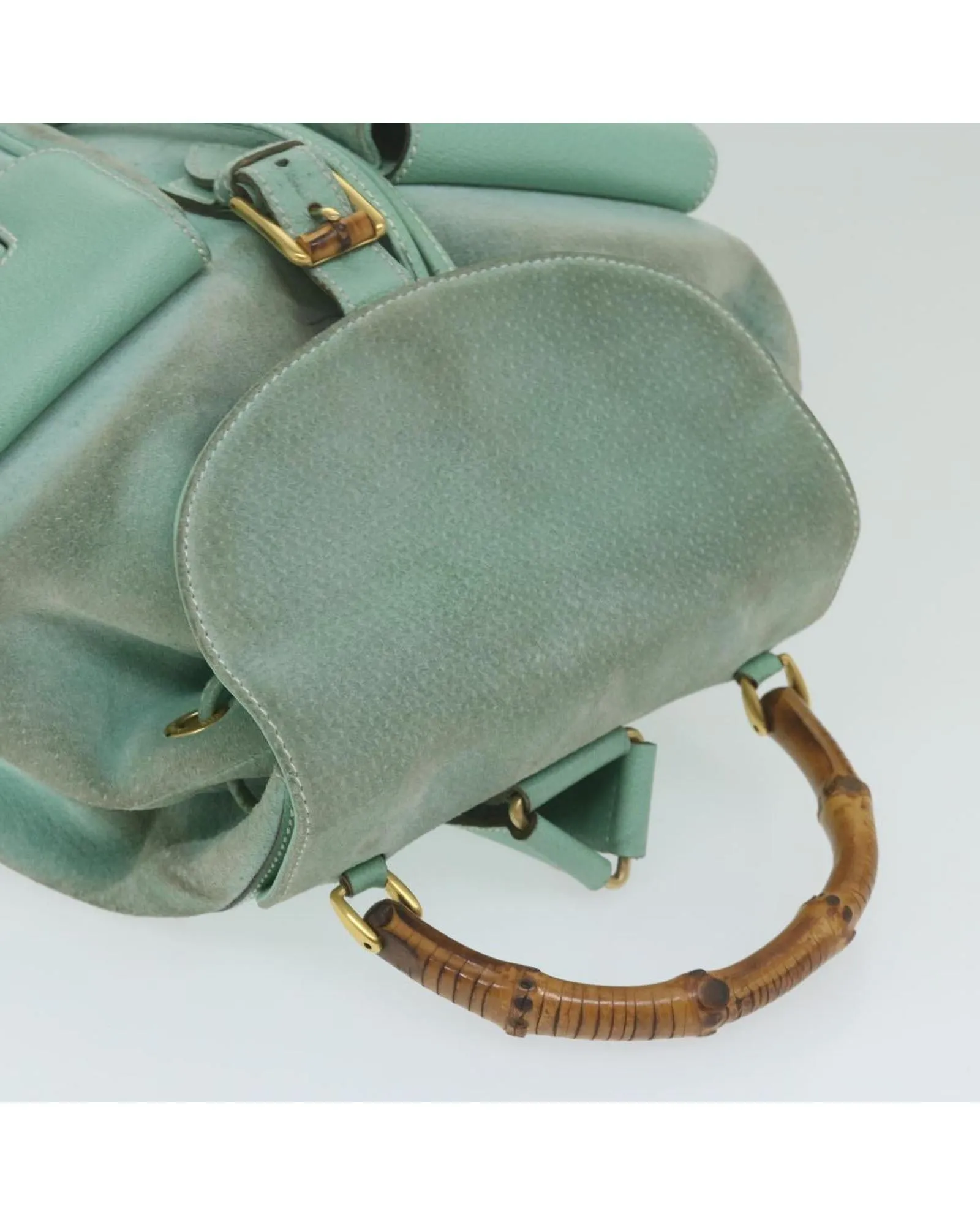 Light Blue Suede Bamboo Backpack - Italian Made