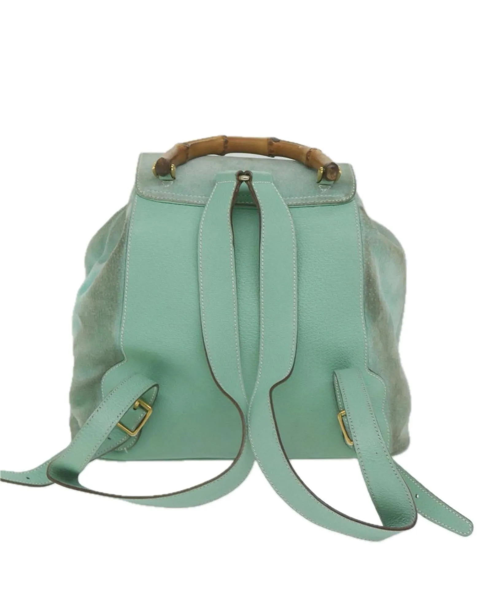 Light Blue Suede Bamboo Backpack - Italian Made