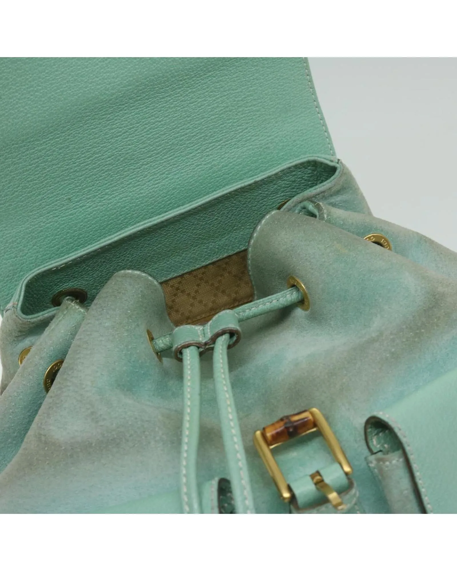 Light Blue Suede Bamboo Backpack - Italian Made