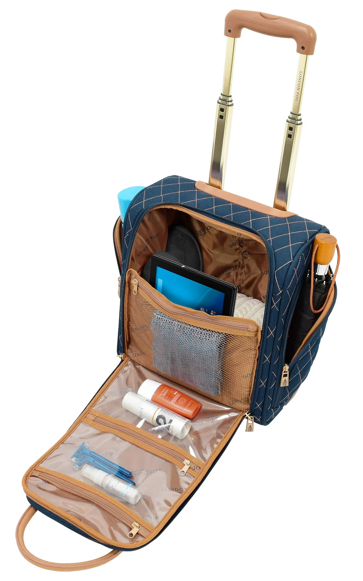 LONDON FOG Queensbury With Lightweight, Expandable, Telescoping Handles, Navy, 4 Piece