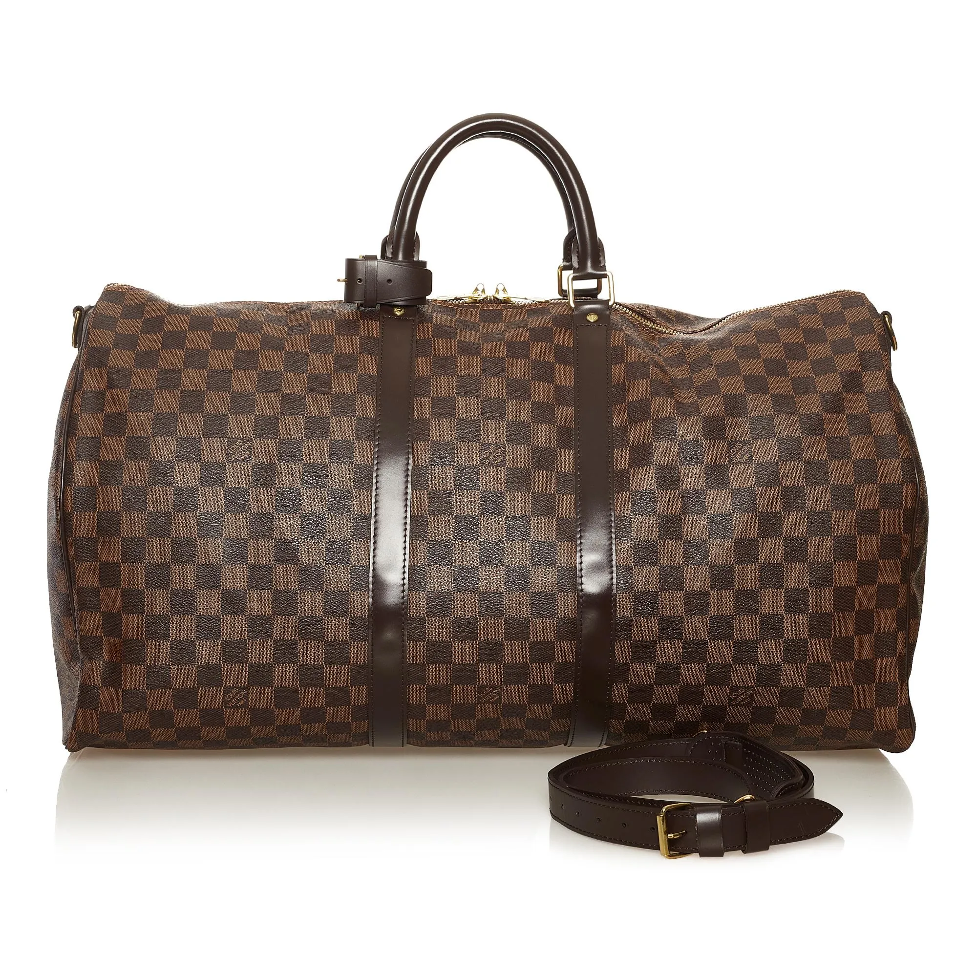Louis Vuitton Damier Ebene Keepall Bandouliere 55 (SHG-36554)