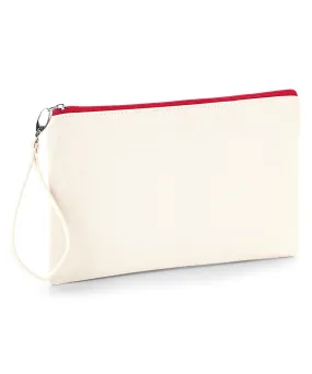 Natural/Red - Canvas wristlet pouch