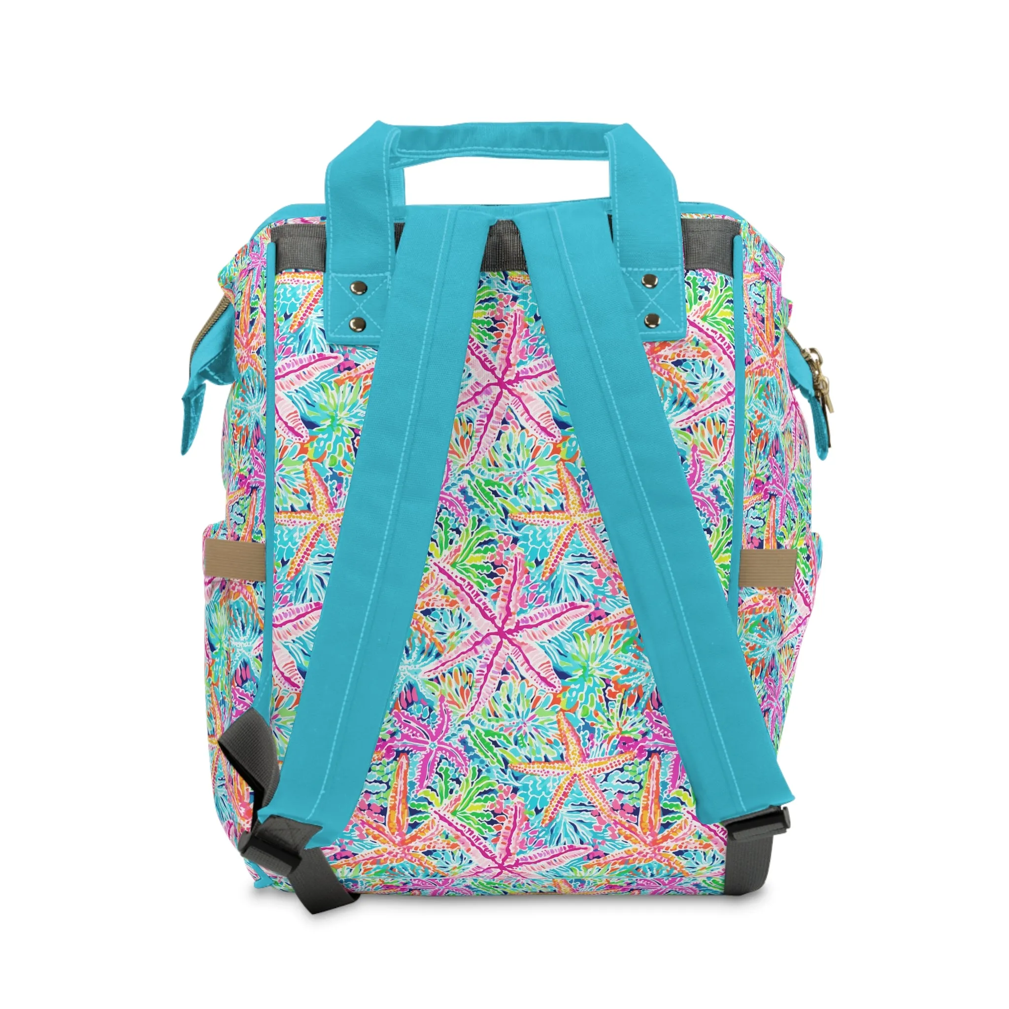 Oceanic Opulence: Vibrant Watercolor Starfish in a Sea of Color Multifunctional Diaper Backpack