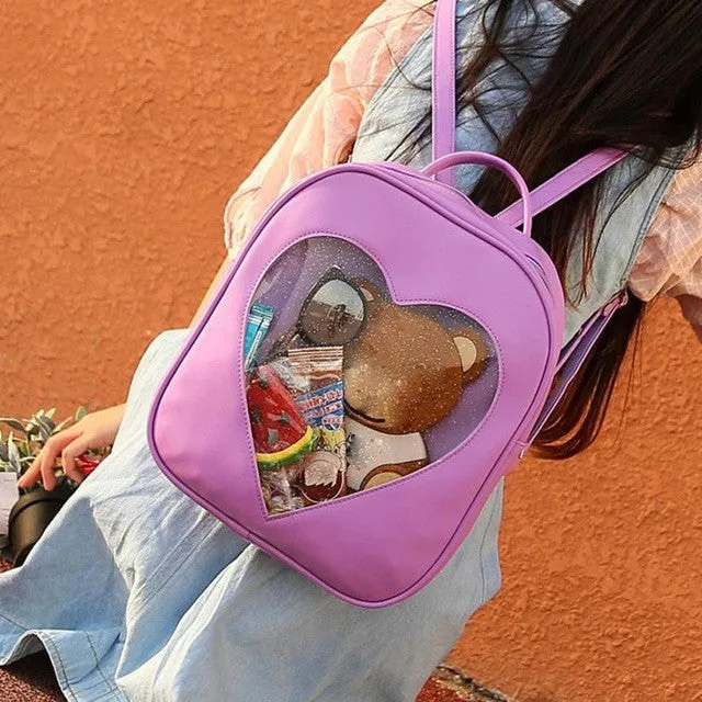 Pick Your Color: Summer Candy Transparent Love Heart Shape Backpack