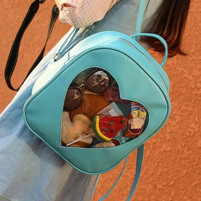 Pick Your Color: Summer Candy Transparent Love Heart Shape Backpack