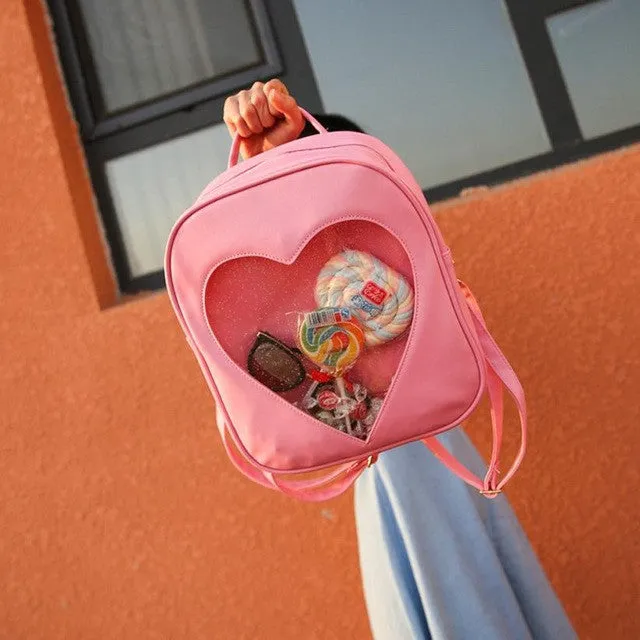 Pick Your Color: Summer Candy Transparent Love Heart Shape Backpack