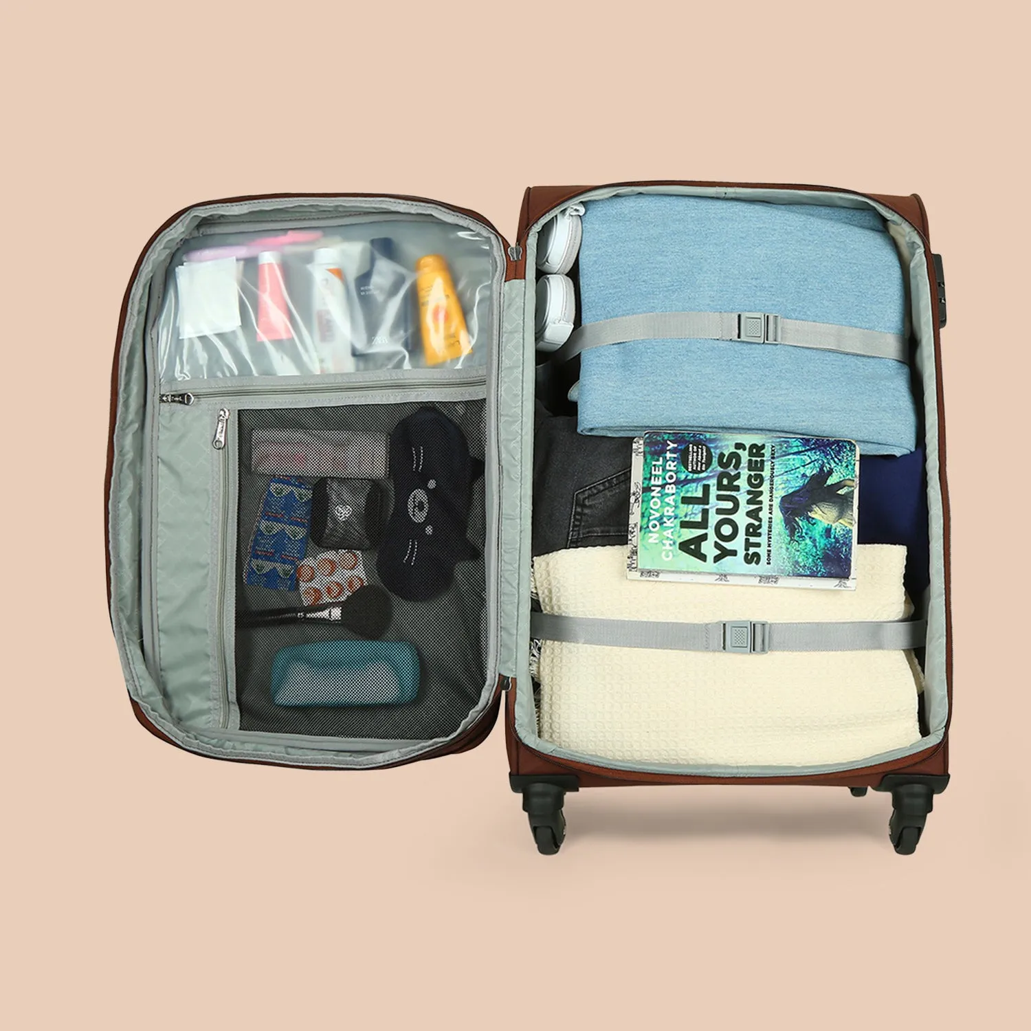Qutub Stripes Avasa Trolley Bag (Medium)