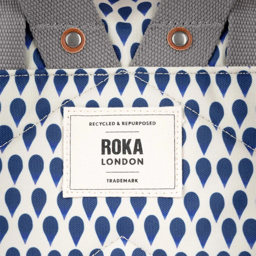 Roka London Canfield B Medium Recycled Canvas Backpack Denim Rain
