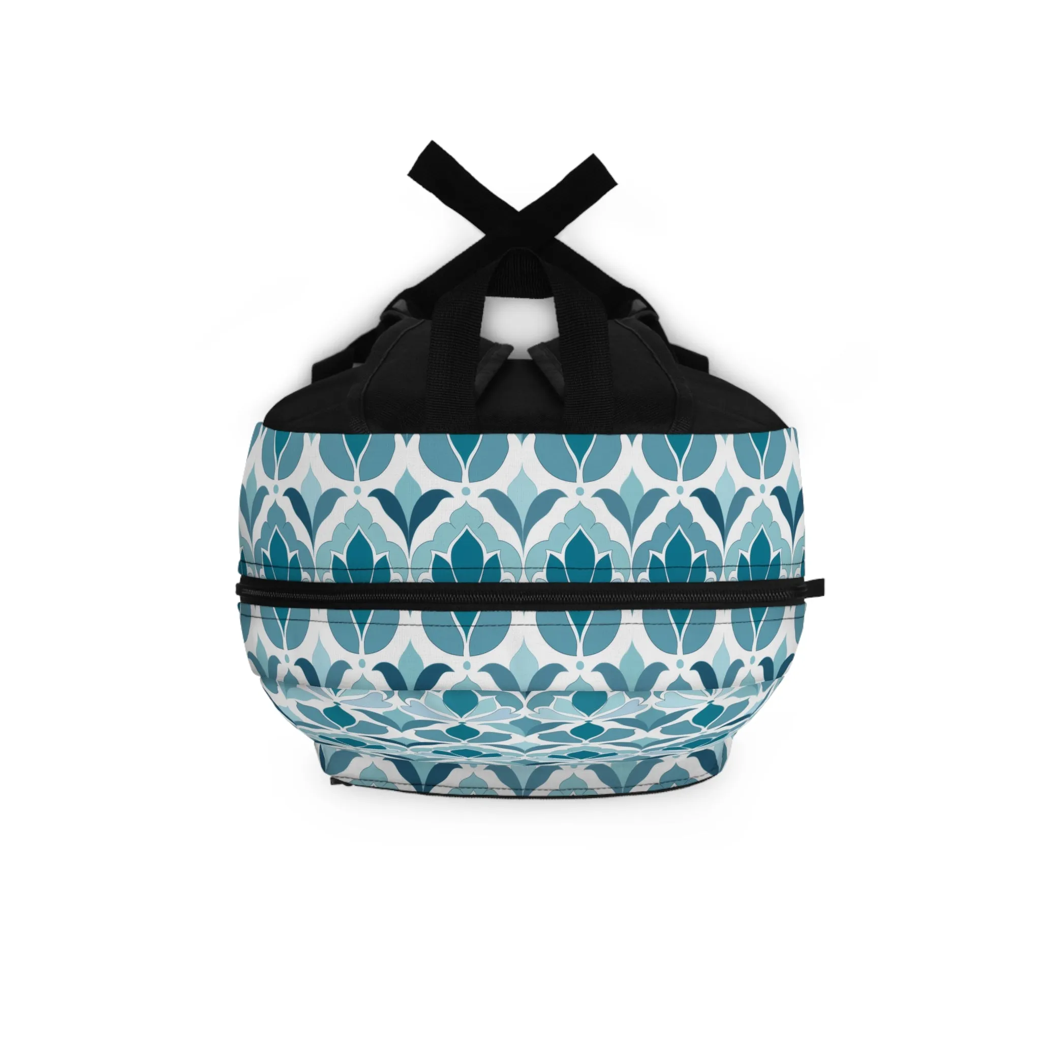 Serene Floral Pattern in Shades of Aqua and Teal, Forming Graceful Botanical Motifs Lightweight Stylish Durable Backpack (Made in USA)