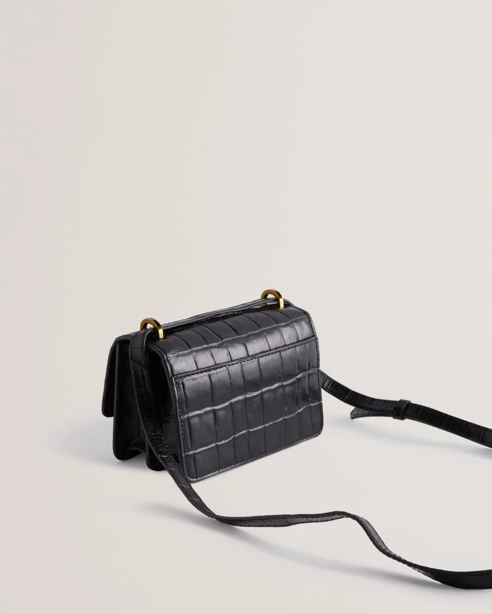 Ssloane Leather Padlock Mini Shoulder Bag Jet-Black