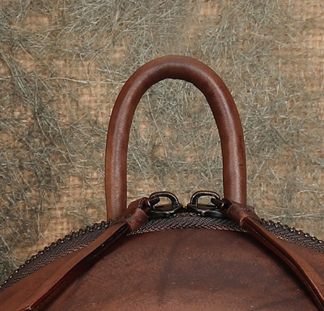 Stylish Women's Brown Leather Backpack Purse Ladies Small Leather Backpack