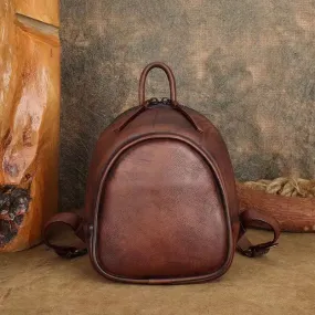 Stylish Women's Brown Leather Backpack Purse Ladies Small Leather Backpack