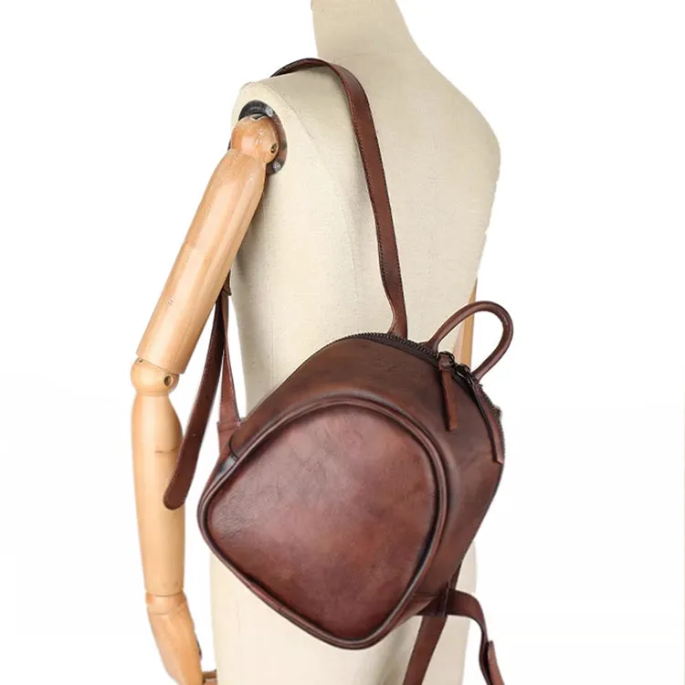 Stylish Women's Brown Leather Backpack Purse Ladies Small Leather Backpack