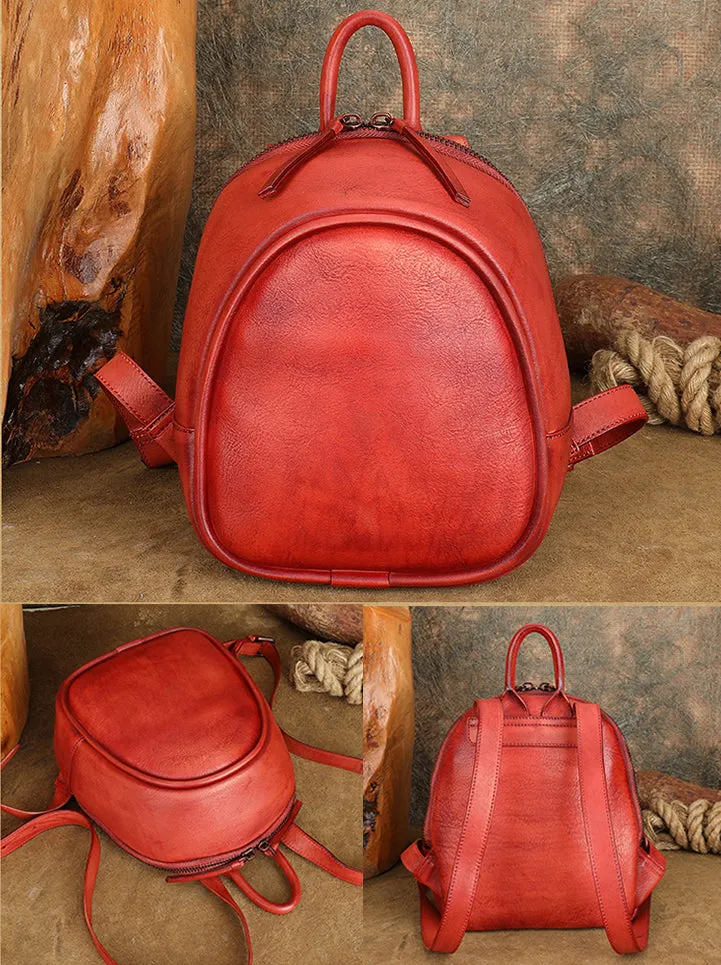 Stylish Women's Brown Leather Backpack Purse Ladies Small Leather Backpack