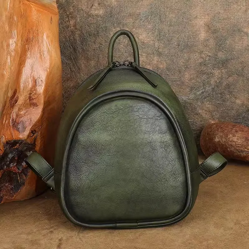 Stylish Women's Brown Leather Backpack Purse Ladies Small Leather Backpack