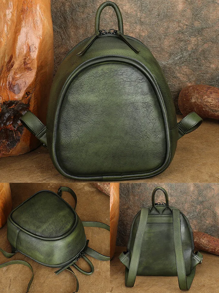 Stylish Women's Brown Leather Backpack Purse Ladies Small Leather Backpack