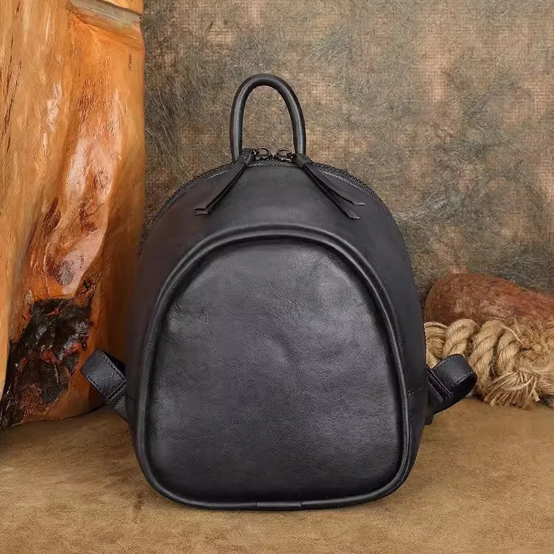 Stylish Women's Brown Leather Backpack Purse Ladies Small Leather Backpack