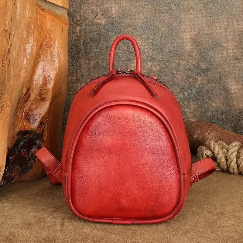 Stylish Women's Brown Leather Backpack Purse Ladies Small Leather Backpack