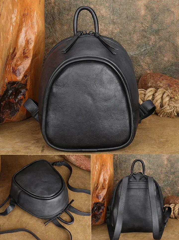 Stylish Women's Brown Leather Backpack Purse Ladies Small Leather Backpack